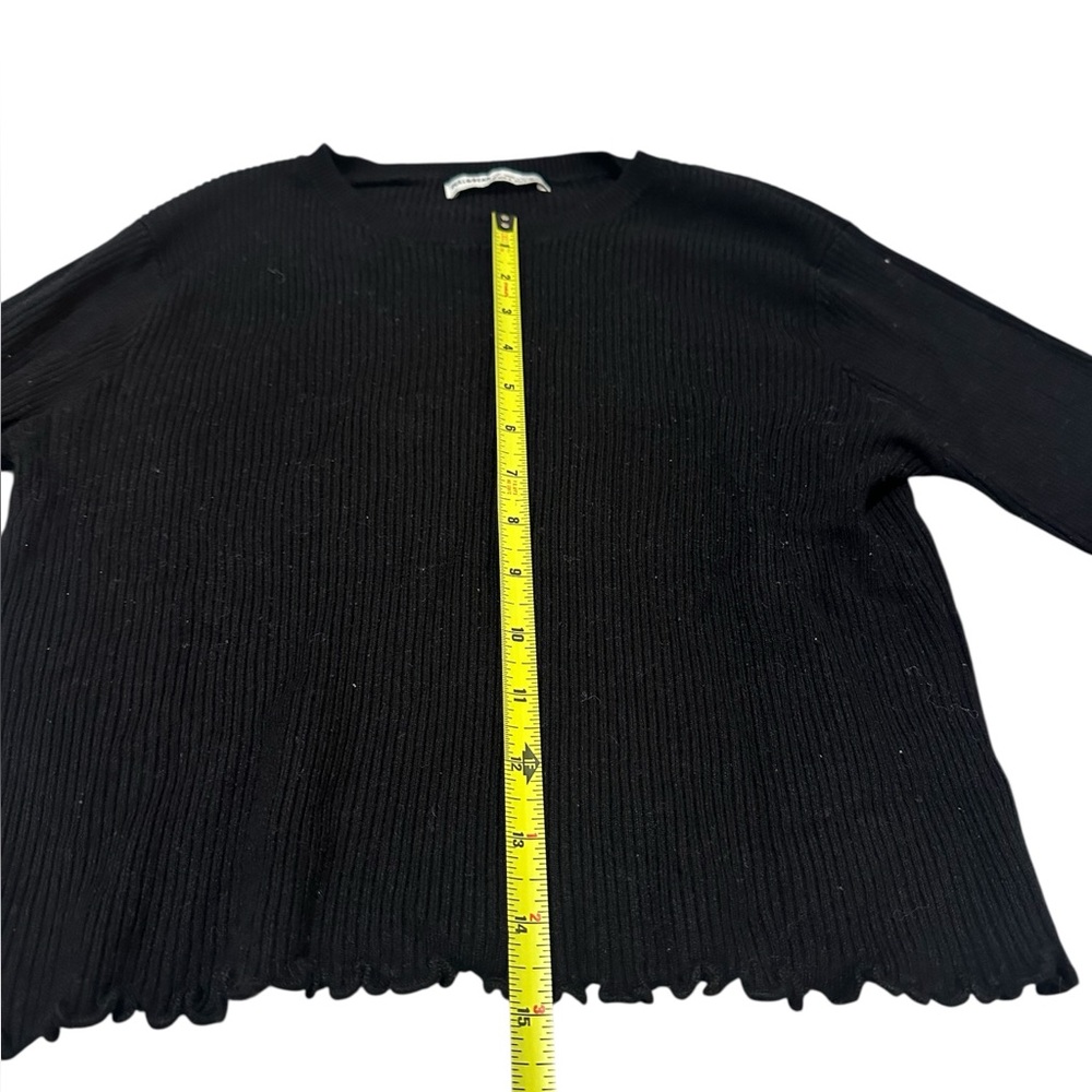 Pull & Bear Black Basic Ribbed Lettuce Hem Long S… - image 7